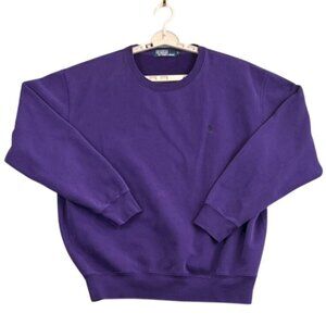 Vintage Polo Ralph Lauren Men L Purple Pullover Crewneck Sweatshirt Classic Pony